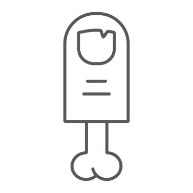 Zombi parmak ince çizgi simgesi, cadılar bayramı ve ürpertici, canavar parmak işareti, vektör grafik, beyaz bir arka plan üzerinde doğrusal desen.