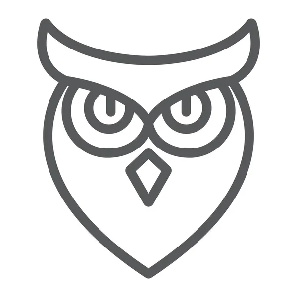 Icône de ligne de hibou d'Halloween, animal et sagesse, signe d'oiseau, graphiques vectoriels, un motif linéaire sur fond blanc . — Image vectorielle