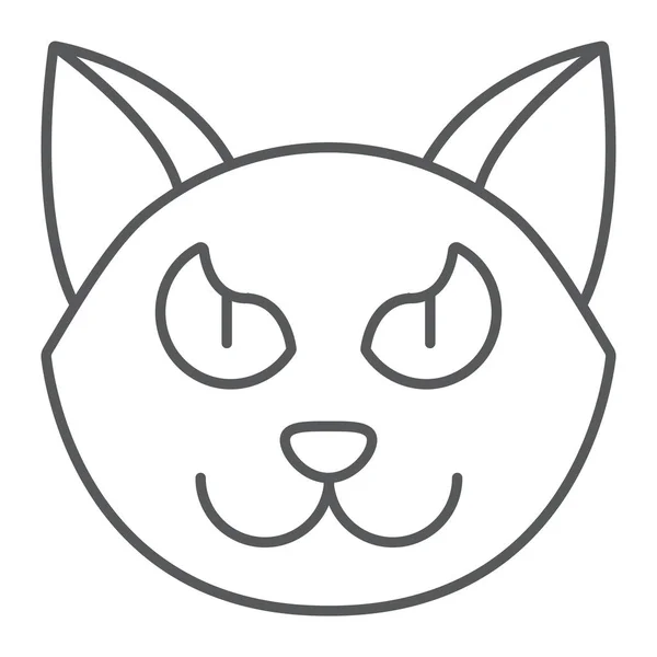 Halloween cat thin line icon, animal and magic, pet sign, vektorgrafik, ein lineares Muster auf weißem Hintergrund. — Stockvektor