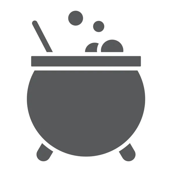 Witches cauldron glyph icon, magic and pot, potion sign, vector graphics, a solid pattern on a white background. - Stok Vektor