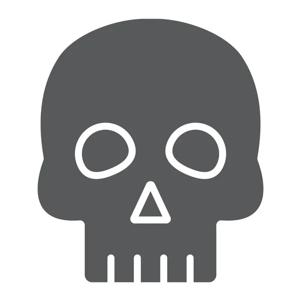 Icône du glyphe du crâne, Halloween et horreur, signe des os, graphiques vectoriels, un motif solide sur un fond blanc . — Image vectorielle