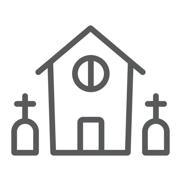 Icône de ligne de maison d'horreur, Halloween et maison, panneau de bâtiment effrayant, graphiques vectoriels, un motif linéaire sur un fond blanc . — Image vectorielle