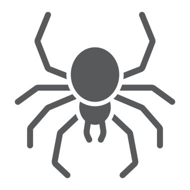 Örümcek glyph simgesi, ürkütücü ve hayvan, araknid işareti, vektör grafikler, beyaz bir arka plan üzerinde sağlam bir desen.