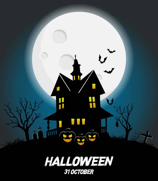 Felice poster vettoriale di Halloween, banner di Halloween, sfondo di Halloween, festa di Halloween, illustrazione vettoriale . — Vettoriale Stock