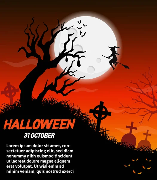 Felice poster vettoriale di Halloween, banner di Halloween, sfondo di Halloween, festa di Halloween, illustrazione vettoriale . — Vettoriale Stock