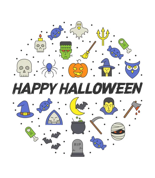 Infografías del círculo de Halloween, Feliz cartel vectorial de Halloween, bandera de Halloween, fondo de Halloween, fiesta de Halloween, ilustración vectorial. eps 10 — Vector de stock