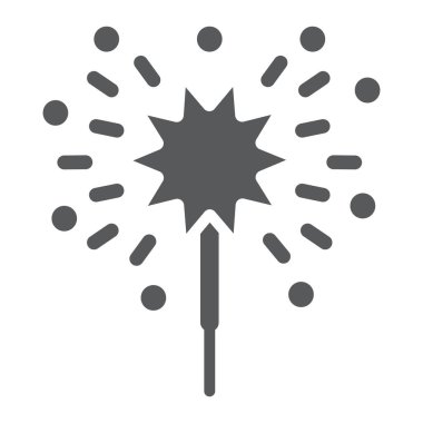 Bengal ışıkları glyph simgesi, noel ve yeni yıl, şenlikli ışıltı işareti, vektör grafik, beyaz bir arka plan üzerinde sağlam bir desen.