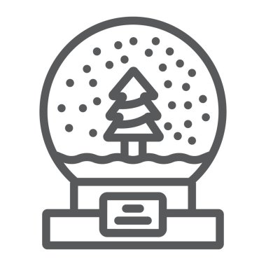 Kar küresi çizgi simgesi, noel ve yeni yıl, cam küre işareti, vektör grafikleri, beyaz arka plan üzerinde doğrusal bir desen.