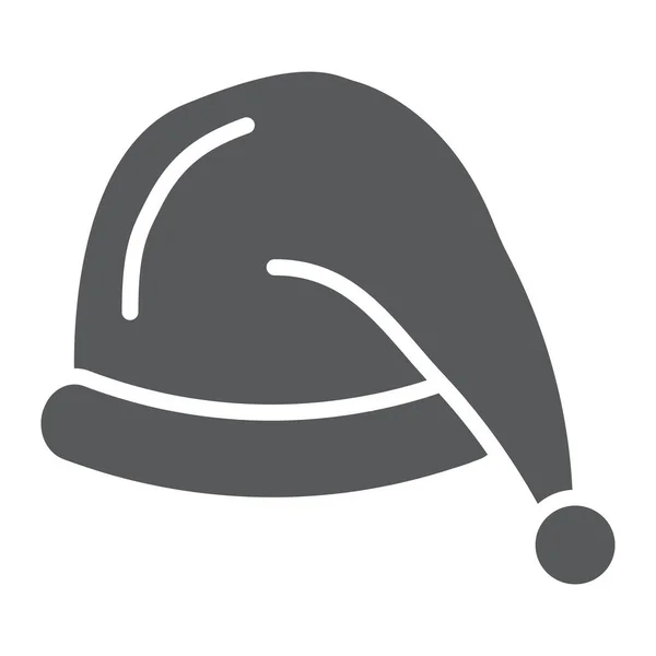 Chapeau Santas glyphe icône, costume et nouvelle année, santa claus chapeau signe, graphiques vectoriels, un motif solide sur un fond blanc . — Image vectorielle