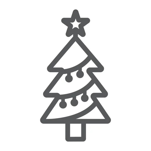 Иконка линии елки, декор и Новый год, вывеска елки, векторная графика, линейный узор на белом фоне . — стоковый вектор
