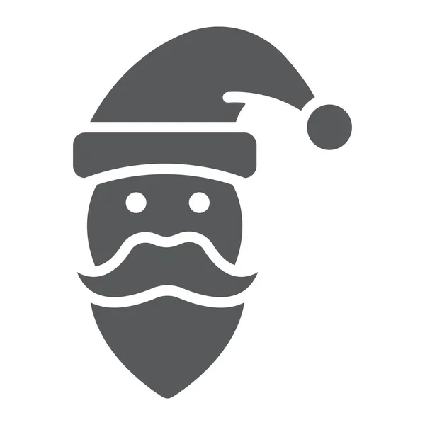 Icône de glyphe du Père Noël, Noël et nouvelle année, signe de visage de personnage, graphiques vectoriels, un motif solide sur un fond blanc . — Image vectorielle