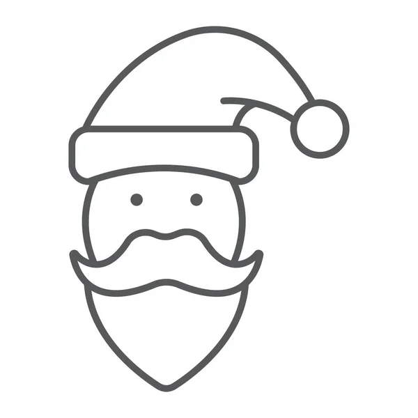 Ícone de linha fina Papai Noel, Natal e ano novo, sinal de rosto de personagem, gráficos vetoriais, um padrão linear em um fundo branco . — Vetor de Stock
