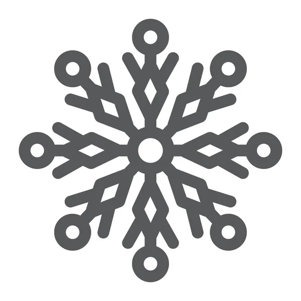 Ícone de glifo floco de neve, inverno e gelo, sinal de neve, gráficos vetoriais, um padrão sólido em um fundo branco . — Vetor de Stock