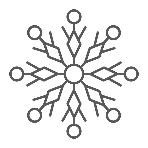 Copo de nieve icono de línea delgada, invierno y hielo, signo de nieve, gráficos vectoriales, un patrón lineal sobre un fondo blanco . — Archivo Imágenes Vectoriales