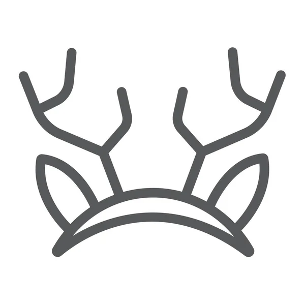 Reindeer kulakları maske çizgi simgesi, tatil ve dekor, parti maskesi işareti, vektör grafik, beyaz bir arka plan üzerinde doğrusal bir desen. — Stok Vektör