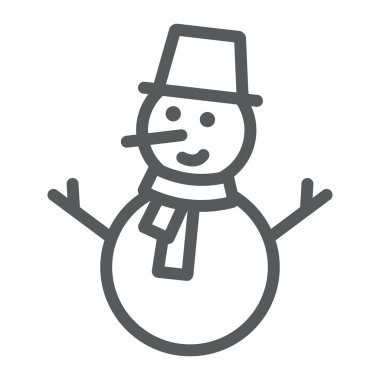 Kardan adam satırı simgesi, Noel ve kış, kar işareti, vektör grafik, bir doğrusal model beyaz bir arka plan üzerinde.