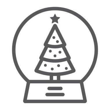 Kar küresi çizgi simgesi, noel ve yeni yıl, cam küre işareti, vektör grafikleri, beyaz arka plan üzerinde doğrusal bir desen.