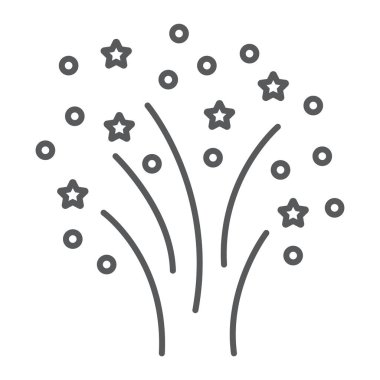 Noel havai fişek ince çizgi simgesi, parti ve yeni yıl, havai fişek işareti, vektör grafik, beyaz bir arka plan üzerinde doğrusal bir desen.