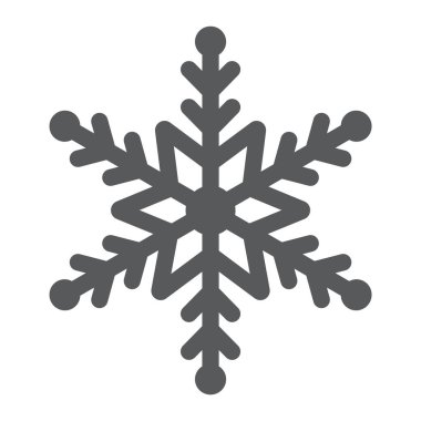 Kar tanesi glyph simgesi, kış ve buz, kar işareti, vektör grafikleri, beyaz arka plan üzerinde sağlam bir desen.
