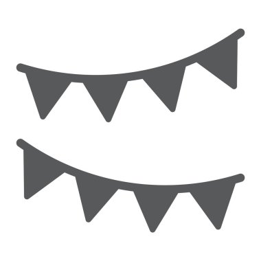 Tatil bayrakları garland glif simgesi, parti ve dekorasyon, garland işareti, vektör grafikleri, beyaz zemin üzerinde sağlam bir desen kağıt,