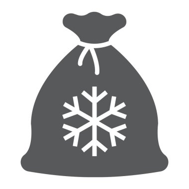 Santa çanta glyph simgesi, noel ve hediye, noel çuval işareti, vektör grafik, beyaz bir arka plan üzerinde sağlam bir desen.