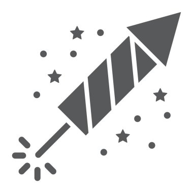 Noel havai fişek glyph simgesi, parti ve yeni yıl, havai fişek işareti, vektör grafik, beyaz bir arka plan üzerinde sağlam bir desen.