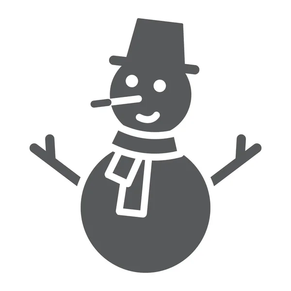 Sneeuwpop glyph pictogram, kerst en winter, sneeuw teken, vector graphics, een effen patroon op een witte achtergrond. — Stockvector