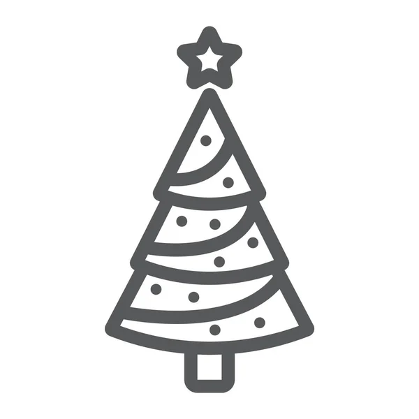 Иконка линии елки, декор и Новый год, вывеска елки, векторная графика, линейный узор на белом фоне . — стоковый вектор