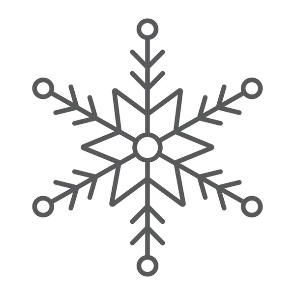 Copo de nieve icono de línea delgada, invierno y hielo, signo de nieve, gráficos vectoriales, un patrón lineal sobre un fondo blanco . — Archivo Imágenes Vectoriales