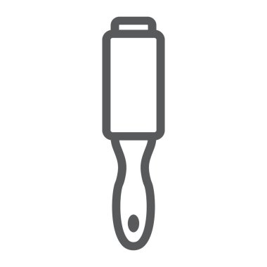 Lint rulo giysiler ikonu, temizleyici ve sökücü, temizleme rulo işareti, vektör grafikleri, beyaz arka plan üzerinde doğrusal bir desen.