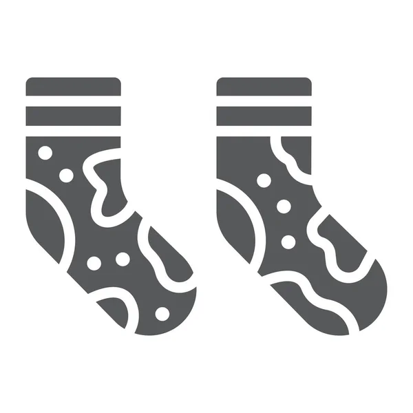 Icône glyphe chaussettes sales, buanderie et garde-robe, panneau de chaussettes malodorantes, graphiques vectoriels, un motif solide sur un fond blanc . — Image vectorielle