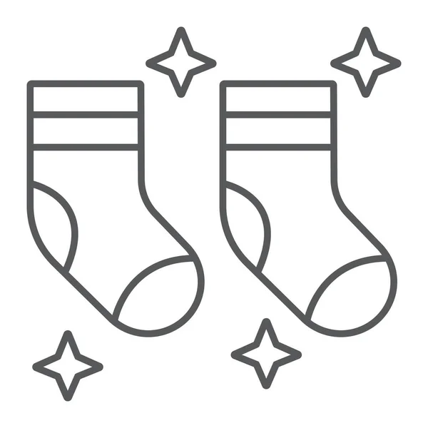 Chaussettes propres ligne mince icône, blanchisserie et garde-robe, signe chaussettes rangées, graphiques vectoriels, un motif linéaire sur un fond blanc . — Image vectorielle