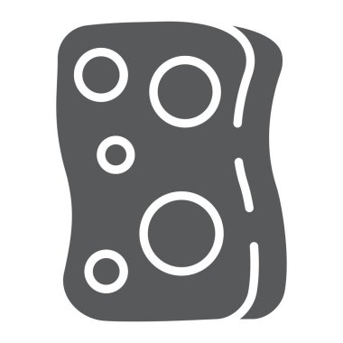 Sünger glyph simgesi, çamaşır ve yıkama, bez işareti, vektör grafik, beyaz bir arka plan üzerinde sağlam bir desen.