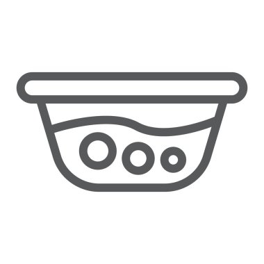 Su hattı simgesi, çamaşır ve yıkama, washbowl işareti, vektör grafik, beyaz bir arka plan üzerinde doğrusal desen ile havza.