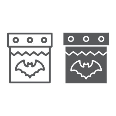 Cadılar Bayramı takvim çizgisi ve glyph simgesi, tarih ve tatil, 31 Ekim işareti, vektör grafikleri, beyaz arka plan üzerinde doğrusal bir desen.