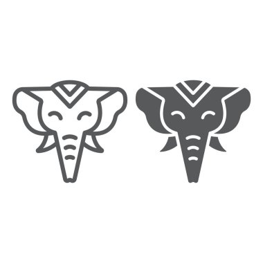 Elephant line and glyph icon, zoo and wildlife, african animal sign, vector graphics, a linear pattern on a white background. clipart