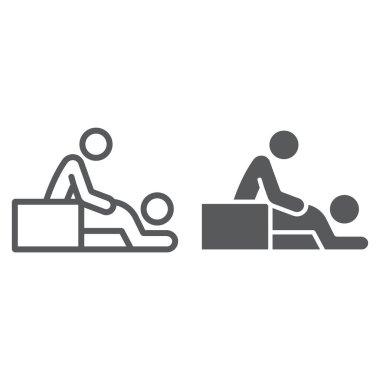 Massage line and glyph icon, spa and leisure, therapist sign, vector graphics, a linear pattern on a white background.