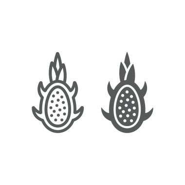 Dragon fruit line and glyph icon, fruits and tropical, exotic food sign, vector graphics, a linear pattern on a white background.