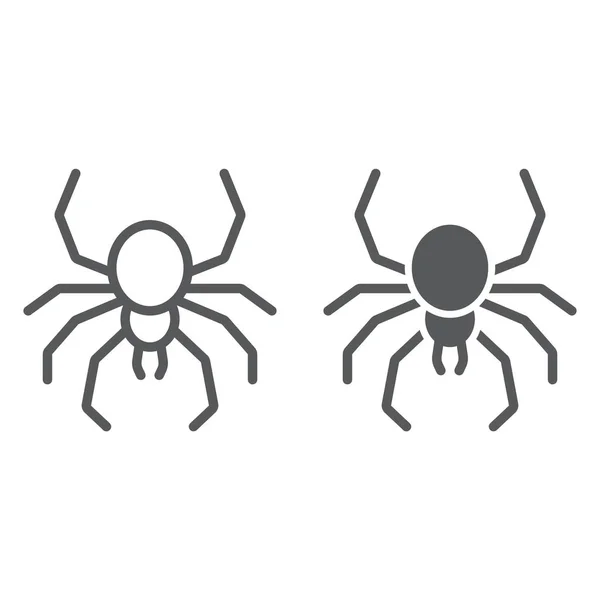 Linha de aranha e ícone de glifo, assustador e animal, sinal de aracnídeo, gráficos vetoriais, um padrão linear em um fundo branco . — Vetor de Stock