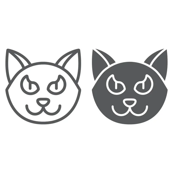 Halloween cat line and glyph icon, animal and magic, pet sign, vector graphics, a linear pattern on a white background. — Wektor stockowy