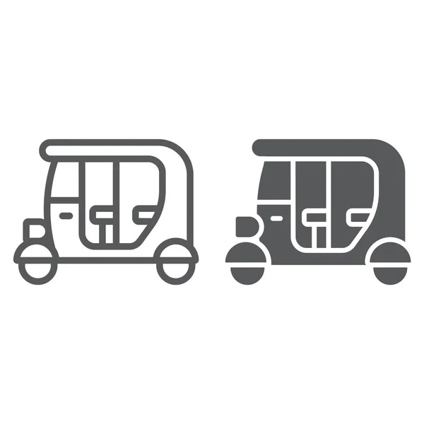 Tuk tuk line and glyph icon, car and vehicle, rickshaw sign, vector graphics, a linear pattern on a white background. — Stock vektor