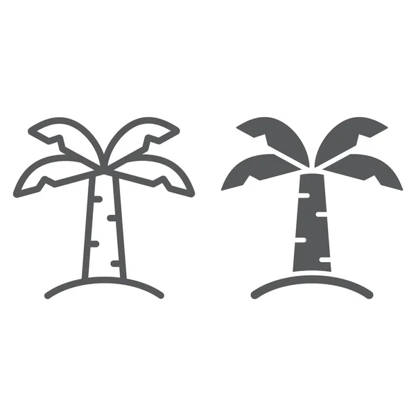 Palmen-Linie und Glyphen-Symbol, Natur und Pflanze, Tropenbaumzeichen, Vektorgrafik, ein lineares Muster auf weißem Hintergrund. — Stockvektor