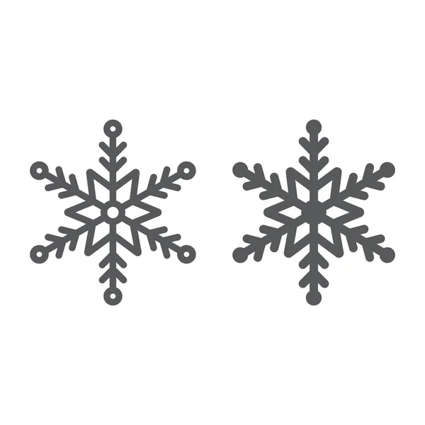 Hópehely vonal és grafikus ikon, tél és jég, hójel, vektor grafika, lineáris minta fehér alapon. — Stock Vector