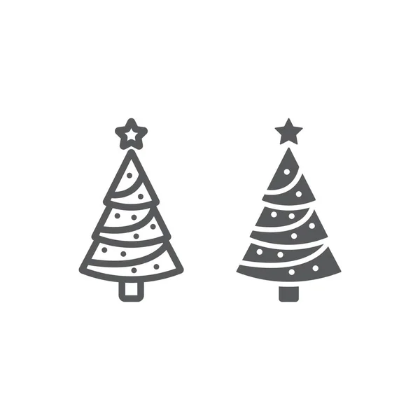 Линия елки и икона, декор и новый год, знак елки, векторная графика, линейный узор на белом фоне . — стоковый вектор