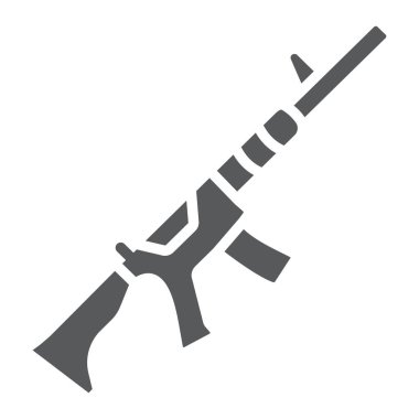 M4a1 glyph simgesi, tüfek ve askeri, otomatik makine işareti, vektör grafikleri, beyaz arka plan üzerinde sağlam bir desen.