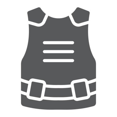 Vücut zırh glyph simgesi, ordu ve askeri, kurşun geçirmez yelek işareti, vektör grafik, beyaz bir arka plan üzerinde sağlam bir desen.