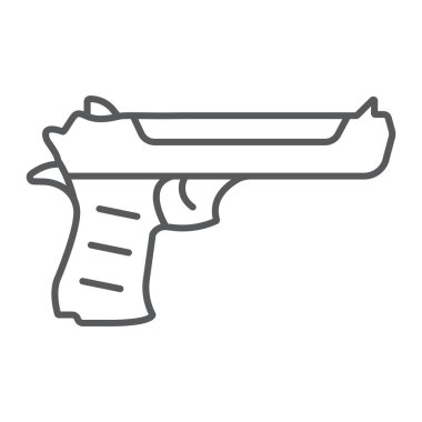 Çöl kartal silah ince çizgi simgesi, ordu ve silah, tabanca işareti, vektör grafik, beyaz bir arka plan üzerinde doğrusal desen.