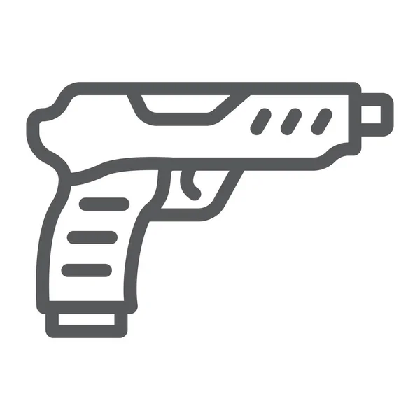 Pistolenlinien-Symbol, Armee und Militär, Waffenzeichen, Vektorgrafik, ein lineares Muster auf weißem Hintergrund. — Stockvektor