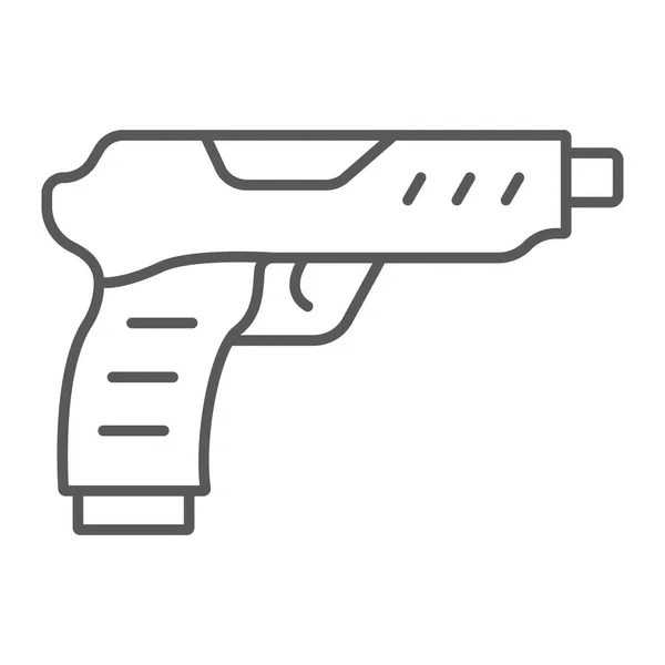 Icône de ligne mince pistolet, armée et militaire, signe du pistolet, graphiques vectoriels, un motif linéaire sur un fond blanc . — Image vectorielle