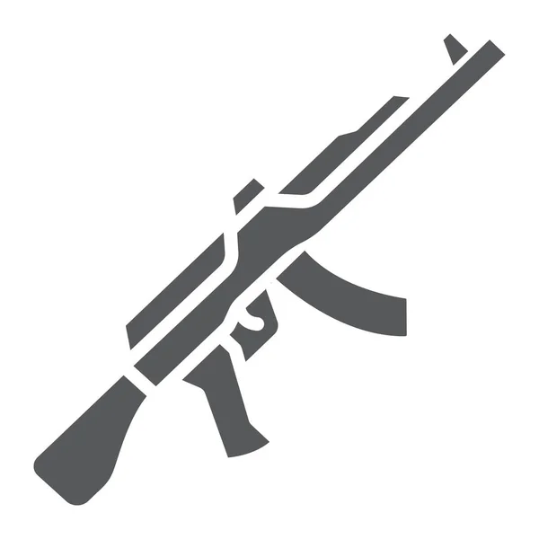 Ak47グリフアイコン、ライフルとミリタリー、機関銃サイン、ベクトルグラフィックス、白い背景に固体パターン. — ストックベクタ